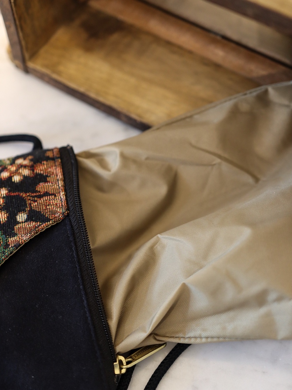 Danny K. Floral Tapestry Crossbody Bag in Black and Green - Picture 3 of 5